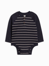 Load image into Gallery viewer, Lucas Raglan Henley Bodysuit: Trees / Stone + Graphite / 6-12M