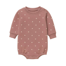 Load image into Gallery viewer, Jamie Fleece Bubble Romper: Fani Floral / Oat + Raspberry / 12-18M