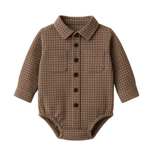 Load image into Gallery viewer, Giri Flannel Collared Bodysuit: Chestnut Plaid / 0-3M