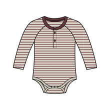 Load image into Gallery viewer, Lucas Raglan Henley Bodysuit: Trees / Stone + Graphite / 18-24M