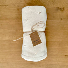 Load image into Gallery viewer, Organic Knit Baby Blanket - Cream (cloverleaf eyelet)

