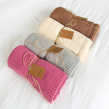 Load image into Gallery viewer, Organic Knit Baby Blanket - Cream (cloverleaf eyelet)

