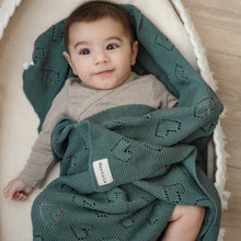 Load image into Gallery viewer, 100% Luxury Cotton Receiving Swaddle Baby Blanket - Heart: Sage
