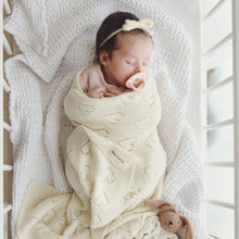 Load image into Gallery viewer, 100% Luxury Cotton Receiving Swaddle Baby Blanket - Heart: Cream
