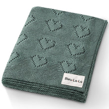 Load image into Gallery viewer, 100% Luxury Cotton Receiving Swaddle Baby Blanket - Heart: Sage

