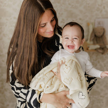 Load image into Gallery viewer, 100% Luxury Cotton Receiving Swaddle Baby Blanket - Heart: Cream
