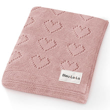 Load image into Gallery viewer, 100% Luxury Cotton Receiving Swaddle Baby Blanket - Heart: Cream
