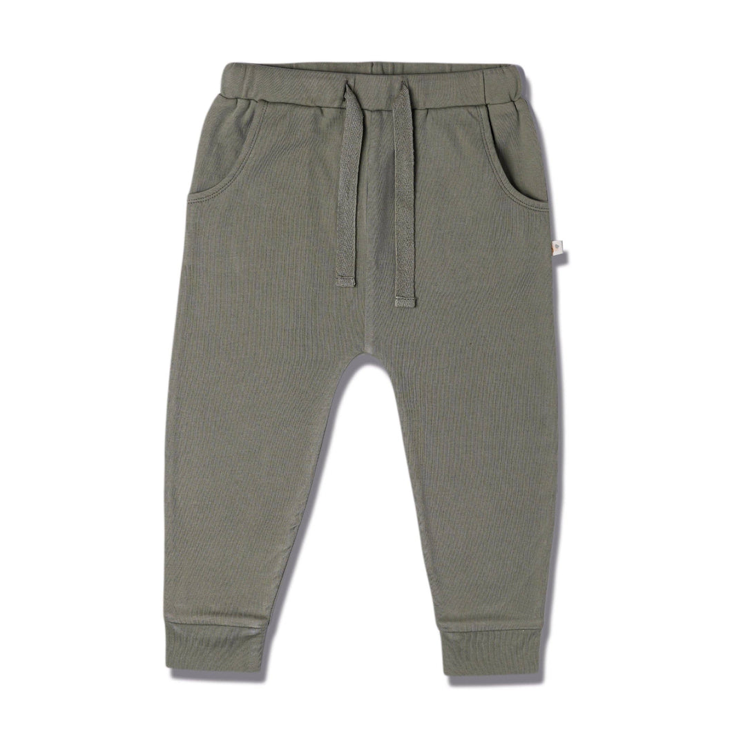 Organic Harem Pants - Olive: 3Y
