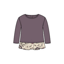 Load image into Gallery viewer, Lily Long Sleeve Ruffle Hem Top: Agnes Floral / Mauve / 4T
