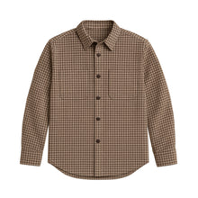 Load image into Gallery viewer, Berg Flannel Long Sleeve Collared Button Down Shirt: Chestnut Plaid / 4T
