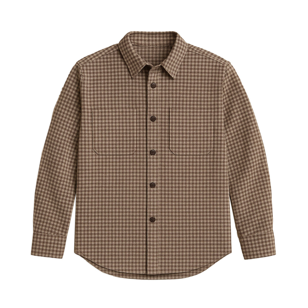 Berg Flannel Long Sleeve Collared Button Down Shirt: Chestnut Plaid / 2T