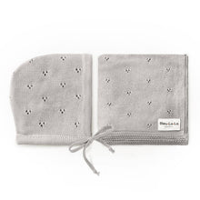 Load image into Gallery viewer, 100% Organic Cotton Luxury Organic Blanket + Bonnet Hat Set: Gray
