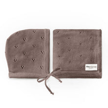 Load image into Gallery viewer, 100% Organic Cotton Luxury Organic Blanket + Bonnet Hat Set: Gray
