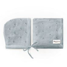 Load image into Gallery viewer, 100% Organic Cotton Luxury Organic Blanket + Bonnet Hat Set: Gray
