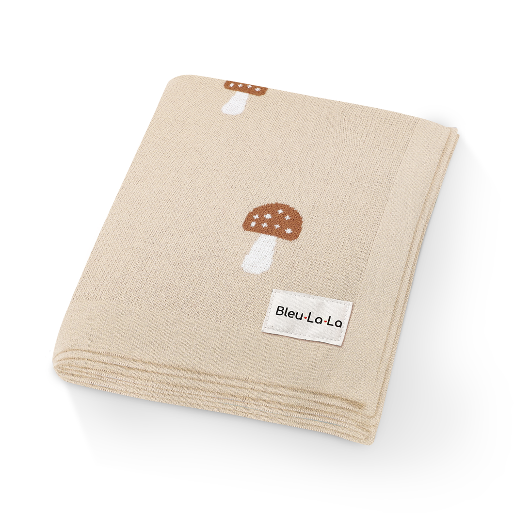 100% Luxury Cotton Swaddle Receiving Baby Blanket - Mushroom: Camel