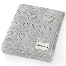 Load image into Gallery viewer, 100% Luxury Cotton Receiving Swaddle Baby Blanket - Heart: Cream
