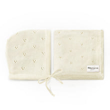 Load image into Gallery viewer, 100% Organic Cotton Luxury Organic Blanket + Bonnet Hat Set: Off-White
