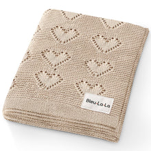 Load image into Gallery viewer, 100% Luxury Cotton Receiving Swaddle Baby Blanket - Heart: Cream
